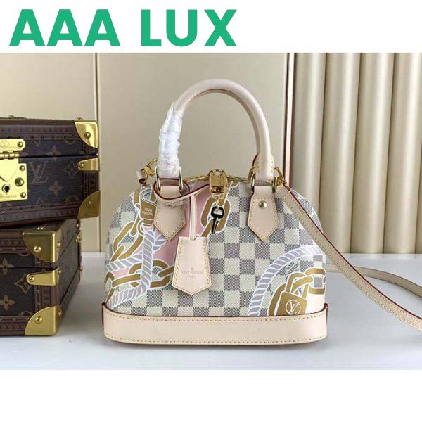 Replica Louis Vuitton LV Women Alma BB Handbag Damier Azur Coated Canvas Cowhide Leather 4