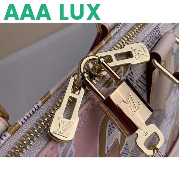 Replica Louis Vuitton LV Women Alma BB Handbag Damier Azur Coated Canvas Cowhide Leather 10