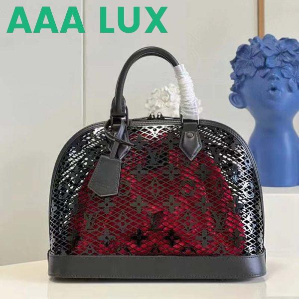 Replica Louis Vuitton LV Women Alma PM Handbag Black Patent Calfskin Cowhide Leather 3
