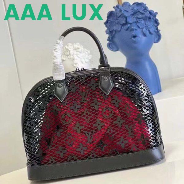 Replica Louis Vuitton LV Women Alma PM Handbag Black Patent Calfskin Cowhide Leather 4