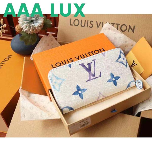 Replica Louis Vuitton LV Unisex Zippy Wallet Blue Monogram Coated Canvas Zip Closure 5