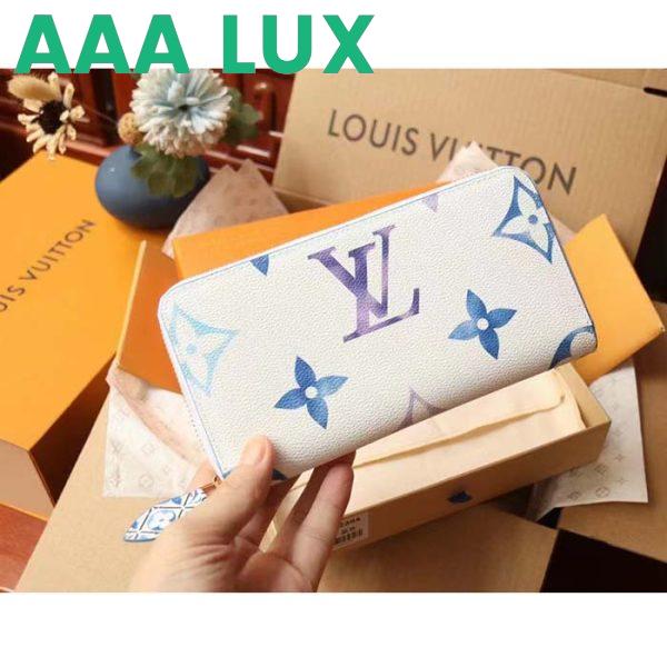 Replica Louis Vuitton LV Unisex Zippy Wallet Blue Monogram Coated Canvas Zip Closure 6