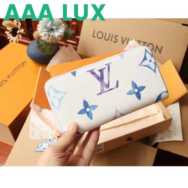 Replica Louis Vuitton LV Unisex Zippy Wallet Blue Monogram Coated Canvas Zip Closure 7