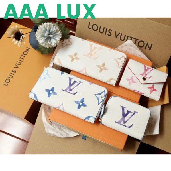 Replica Louis Vuitton LV Unisex Zippy Wallet Blue Monogram Coated Canvas Zip Closure 9