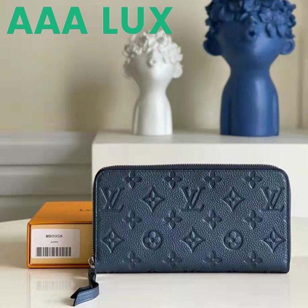 Replica Louis Vuitton LV Unisex Zippy Wallet Navy Nacre Embossed Grained Cowhide Leather 3