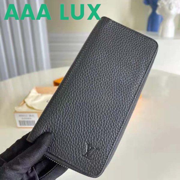 Replica Louis Vuitton LV Unisex Zippy Wallet Vertical Taiga Black Cowhide Leather 3