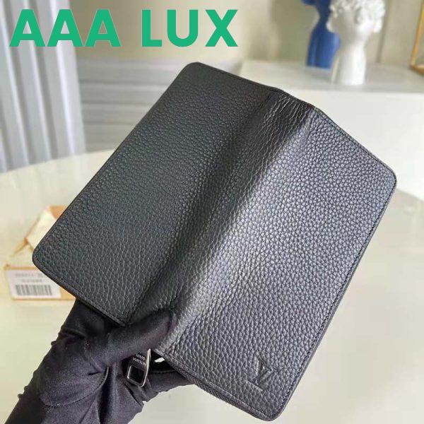 Replica Louis Vuitton LV Unisex Zippy Wallet Vertical Taiga Black Cowhide Leather 4