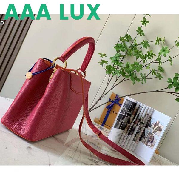 Replica Louis Vuitton LV Women Capucines BB Handbag Scarlet Red Taurillon Leather 4