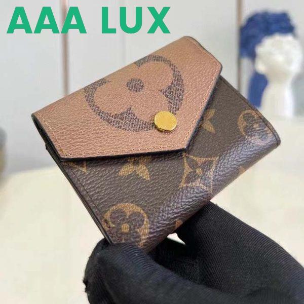 Replica Louis Vuitton LV Unisex Zoe Wallet Monogram Reverse Coated Canvas Cowhide Leather 4