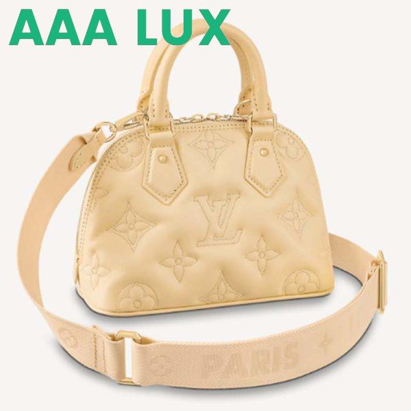 Replica Louis Vuitton LV Women Alma BB Handbag Banana Yellow Quilted Embroidered Calf