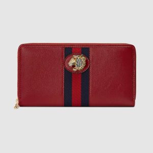 Replica Gucci GG Unisex Rajah Zip Around Wallet in Cerise Leather with a Vintage Effect