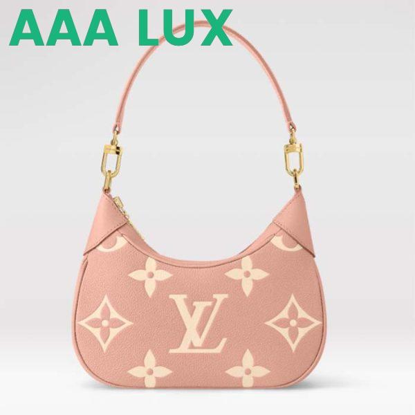 Replica Louis Vuitton LV Women Bagatelle Mini Hobo Handbag Pink Embossed Grained Cowhide Leather