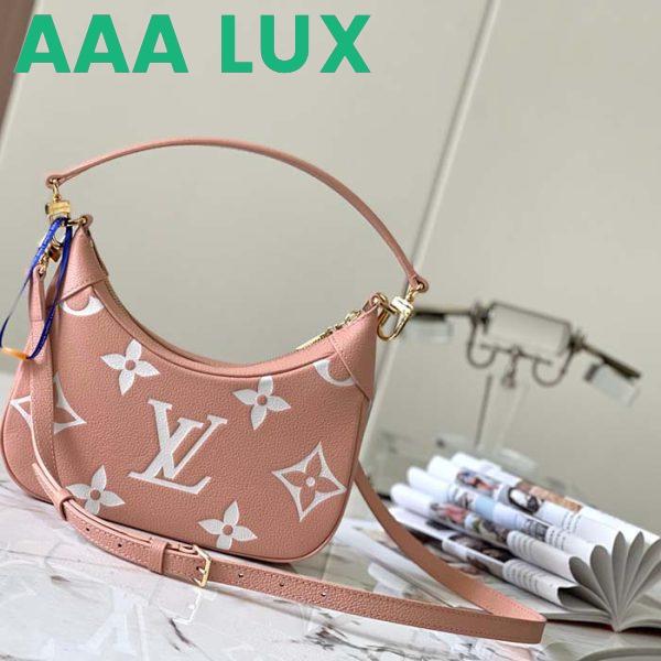 Replica Louis Vuitton LV Women Bagatelle Mini Hobo Handbag Pink Embossed Grained Cowhide Leather 4