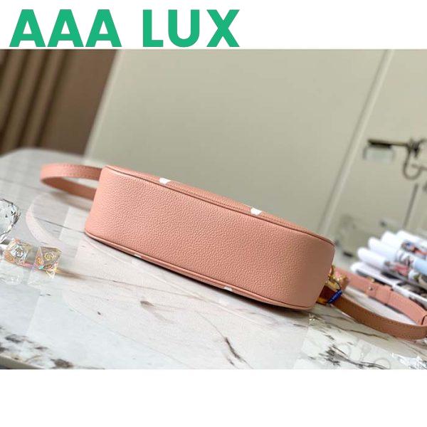 Replica Louis Vuitton LV Women Bagatelle Mini Hobo Handbag Pink Embossed Grained Cowhide Leather 6