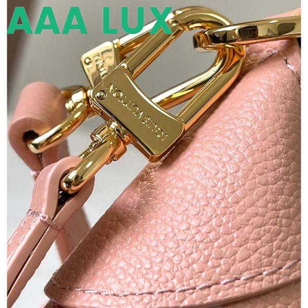 Replica Louis Vuitton LV Women Bagatelle Mini Hobo Handbag Pink Embossed Grained Cowhide Leather 9