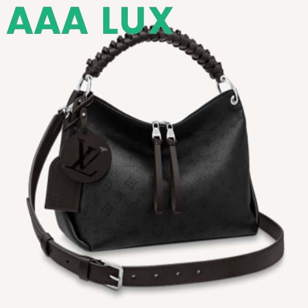 Replica Louis Vuitton LV Women Beaubourg Hobo MM Bag Black Mahina Perforated Calf Leather