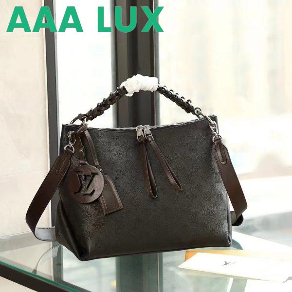 Replica Louis Vuitton LV Women Beaubourg Hobo MM Bag Black Mahina Perforated Calf Leather 3
