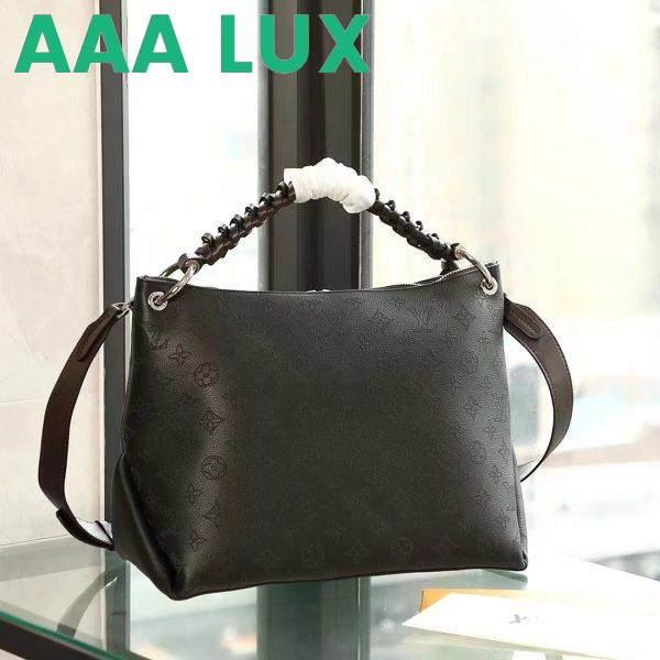 Replica Louis Vuitton LV Women Beaubourg Hobo MM Bag Black Mahina Perforated Calf Leather 4