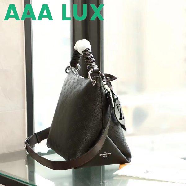 Replica Louis Vuitton LV Women Beaubourg Hobo MM Bag Black Mahina Perforated Calf Leather 6
