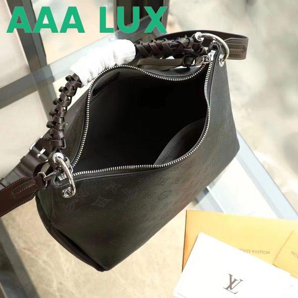 Replica Louis Vuitton LV Women Beaubourg Hobo MM Bag Black Mahina Perforated Calf Leather 7