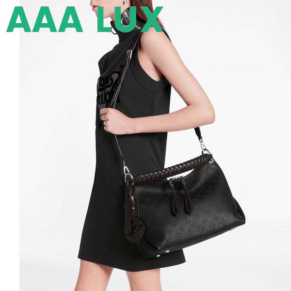 Replica Louis Vuitton LV Women Beaubourg Hobo MM Bag Black Mahina Perforated Calf Leather 12