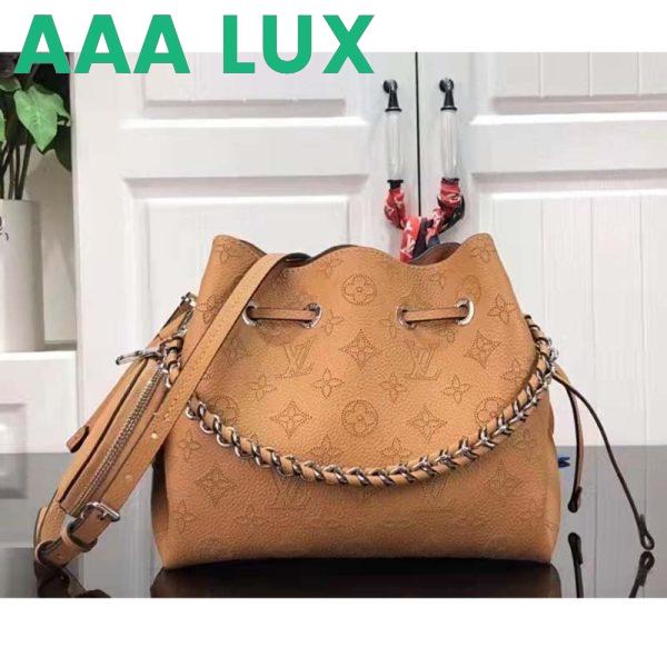Replica Louis Vuitton LV Women Bella Bucket Bag Mahina Arizona Brown Calfskin Calf Monogram 3