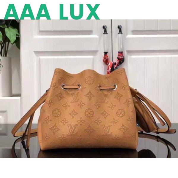Replica Louis Vuitton LV Women Bella Bucket Bag Mahina Arizona Brown Calfskin Calf Monogram 4