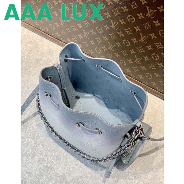Replica Louis Vuitton LV Women Bella Bucket Bag Olympe Blue Perforated Mahina Calf Leather 6