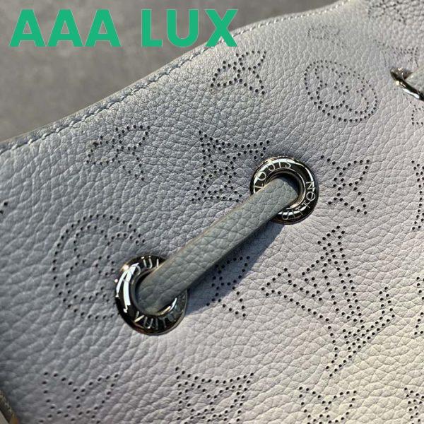 Replica Louis Vuitton LV Women Bella Bucket Bag Olympe Blue Perforated Mahina Calf Leather 7
