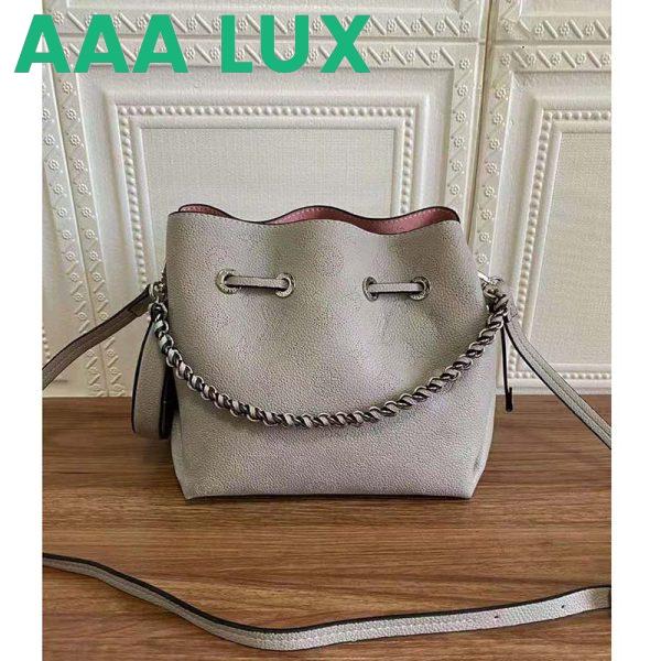 Replica Louis Vuitton LV Women Bella Bucket Bag White Mahina Perforated Calf Leather 3