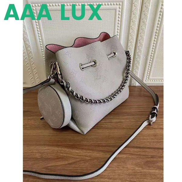 Replica Louis Vuitton LV Women Bella Bucket Bag White Mahina Perforated Calf Leather 5