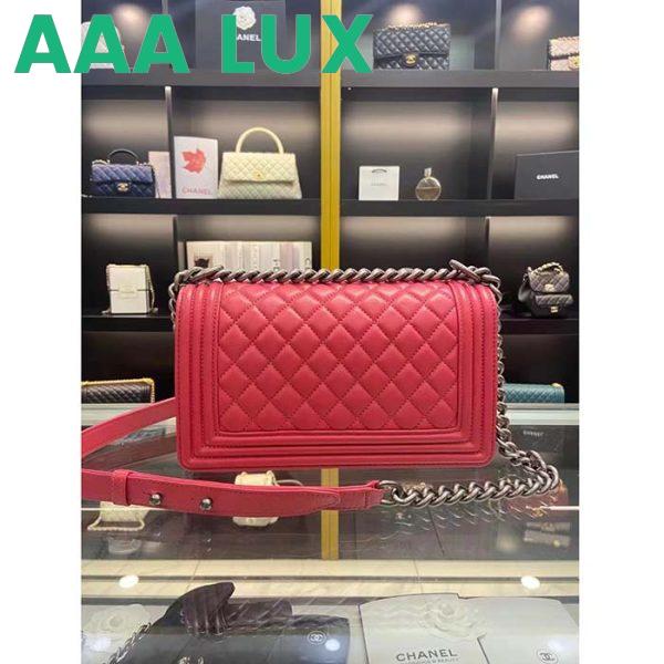 Replica Chanel Women CC Leboy Flap Bag Chain in Calfskin Leather-Red 5