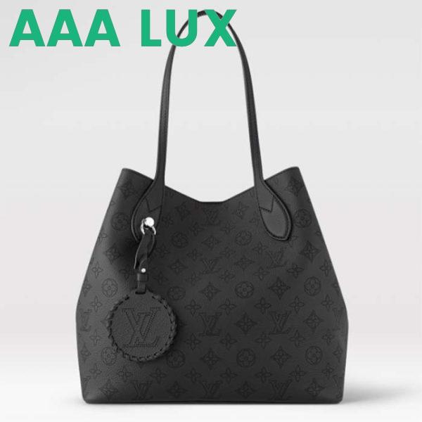 Replica Louis Vuitton LV Women Blossom MM Tote Bag Black Mahina Perforated Calfskin Leather 2
