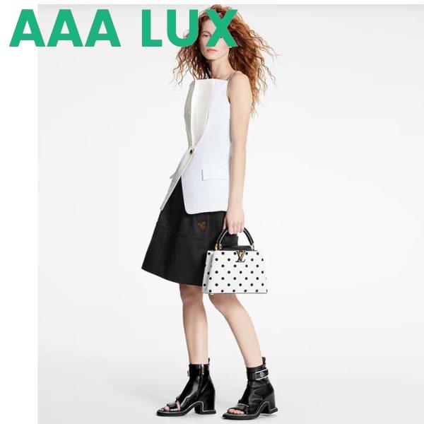 Replica Louis Vuitton LV Women Capucines BB Black White Calfskin Cowhide Leather 14