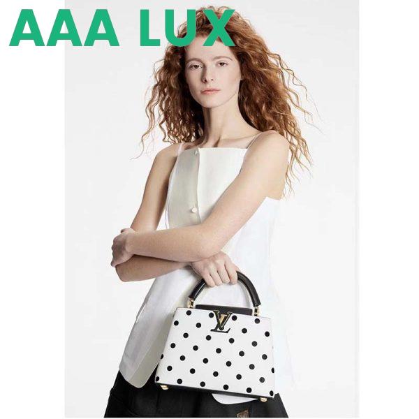 Replica Louis Vuitton LV Women Capucines BB Black White Calfskin Cowhide Leather 15