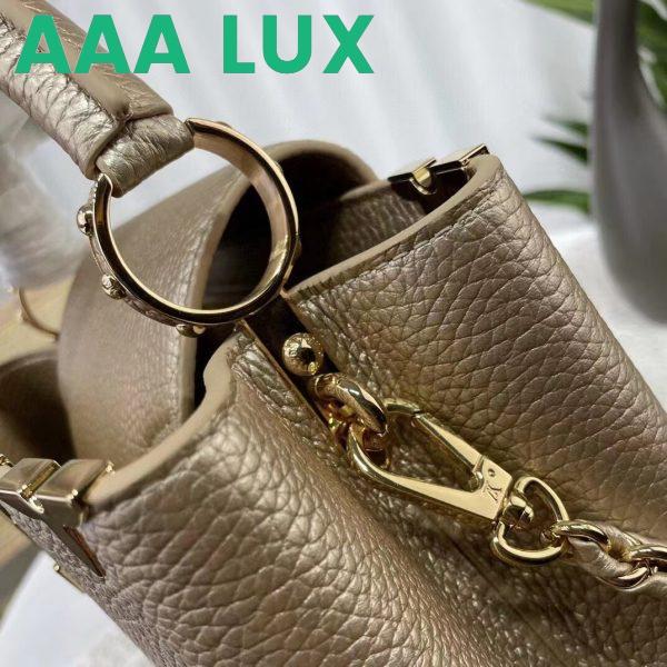 Replica Louis Vuitton LV Women Capucines BB Hand Bag Etain Metallic Gray Taurillon Leather 8