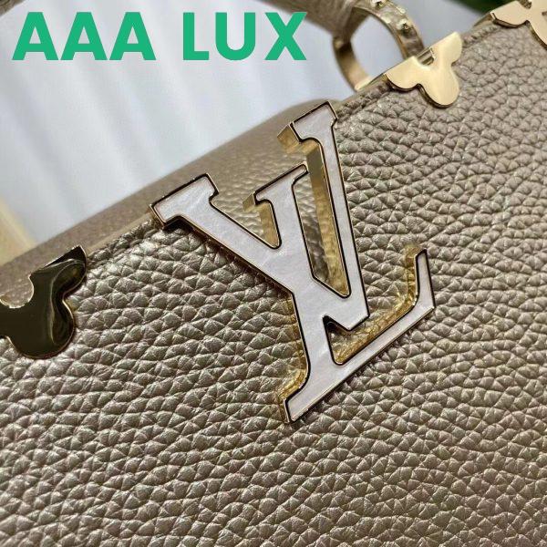 Replica Louis Vuitton LV Women Capucines BB Hand Bag Etain Metallic Gray Taurillon Leather 9