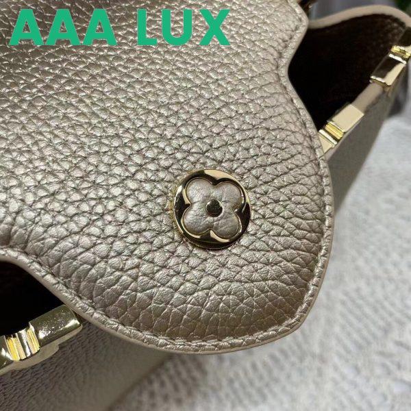 Replica Louis Vuitton LV Women Capucines BB Hand Bag Etain Metallic Gray Taurillon Leather 10