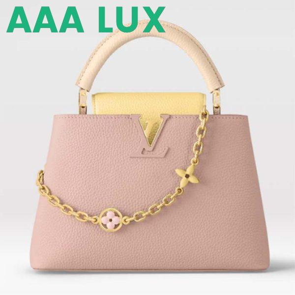 Replica Louis Vuitton LV Women Capucines BB Handbag Beige Pink Taurillon Leather