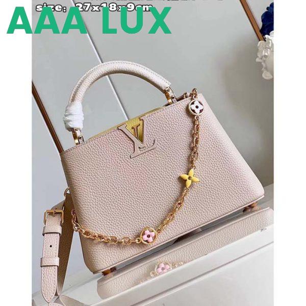 Replica Louis Vuitton LV Women Capucines BB Handbag Beige Pink Taurillon Leather 5