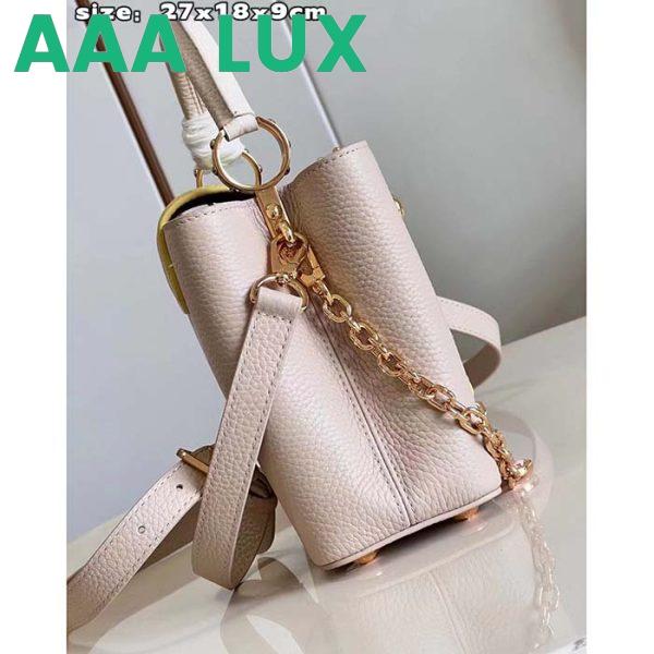 Replica Louis Vuitton LV Women Capucines BB Handbag Beige Pink Taurillon Leather 7