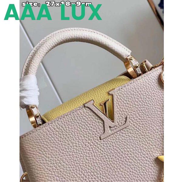 Replica Louis Vuitton LV Women Capucines BB Handbag Beige Pink Taurillon Leather 10