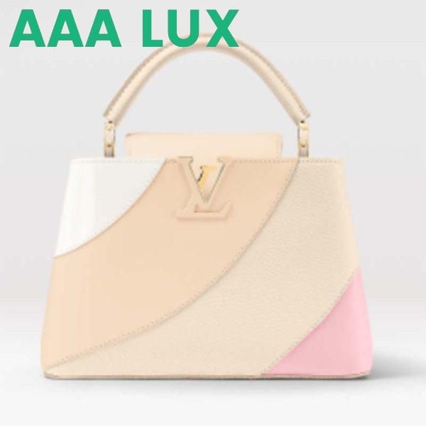 Replica Louis Vuitton LV Women Capucines BB Handbag Beige Taurillon Patent Leather Smooth Calfskin