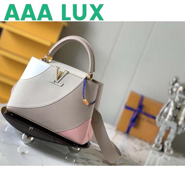 Replica Louis Vuitton LV Women Capucines BB Handbag Beige Taurillon Patent Leather Smooth Calfskin 4