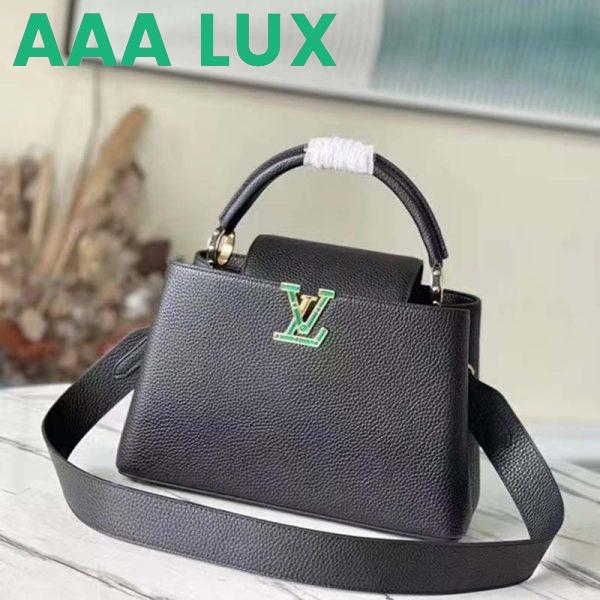 Replica Louis Vuitton LV Women Capucines BB Handbag Black Taurillon Cowhide Leather 3