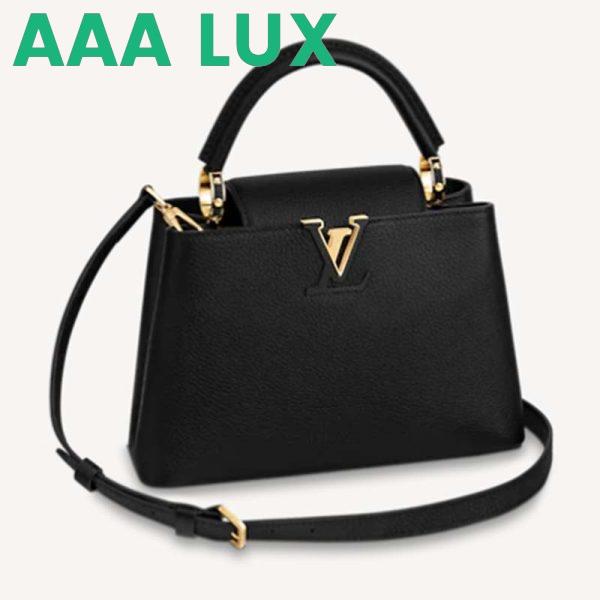 Replica Louis Vuitton LV Women Capucines BB Handbag Black Taurillon Leather Snap Hook 2