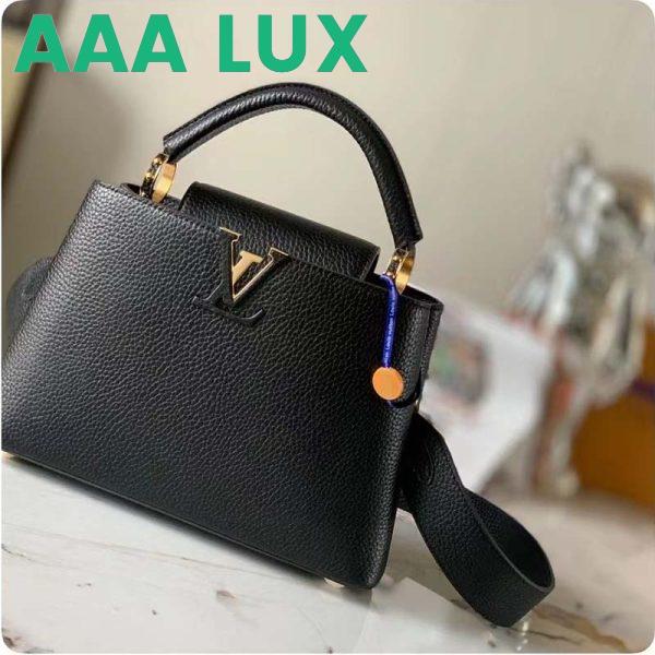 Replica Louis Vuitton LV Women Capucines BB Handbag Black Taurillon Leather Snap Hook 3