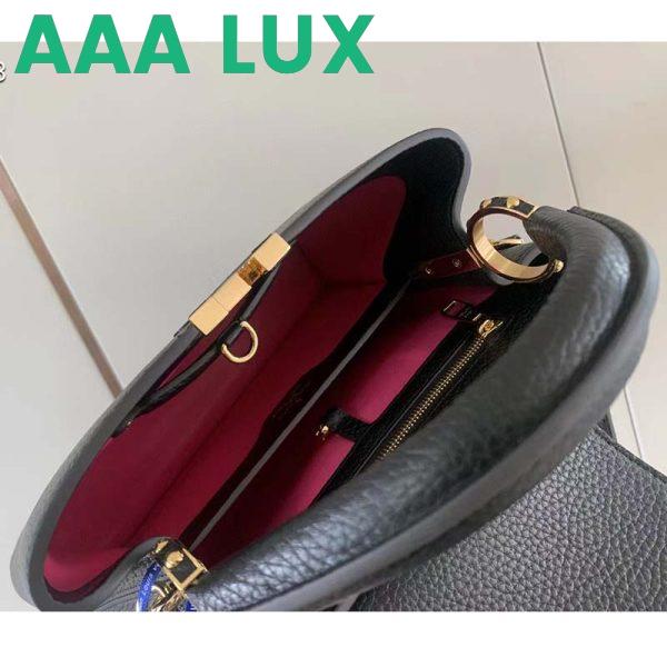Replica Louis Vuitton LV Women Capucines BB Handbag Black Taurillon Leather Snap Hook 7