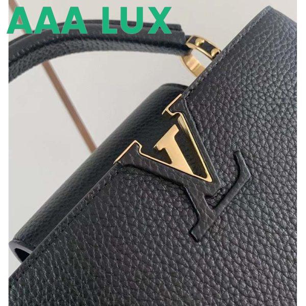 Replica Louis Vuitton LV Women Capucines BB Handbag Black Taurillon Leather Snap Hook 8