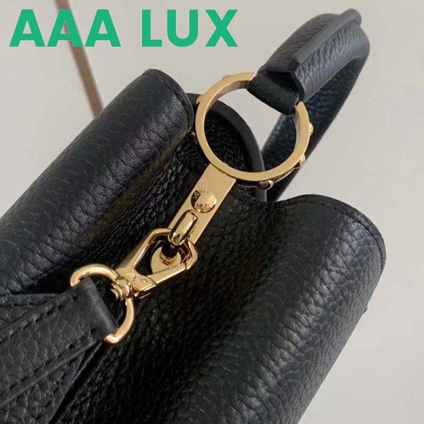 Replica Louis Vuitton LV Women Capucines BB Handbag Black Taurillon Leather Snap Hook 9